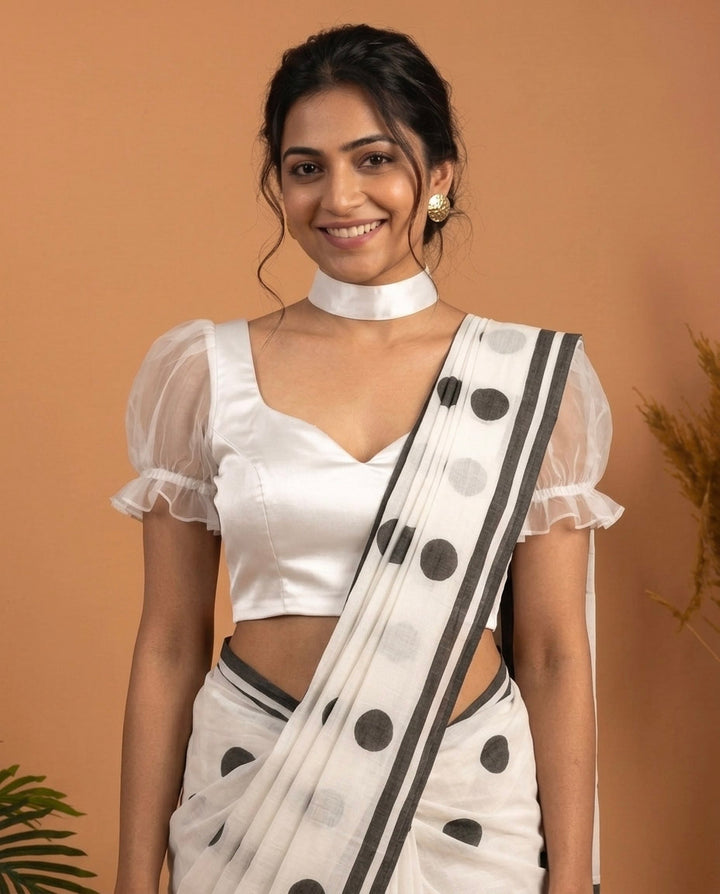 After Hours Satin sweetheart blouse with choker band - White