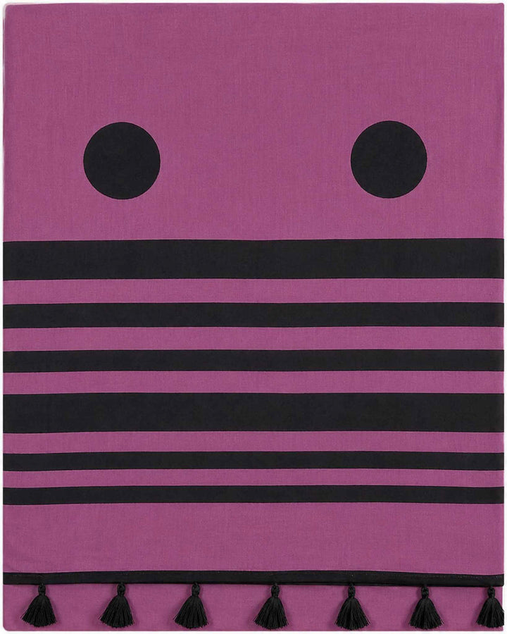 Purple Polka Hand Block Print Mul Mul Cotton Saree