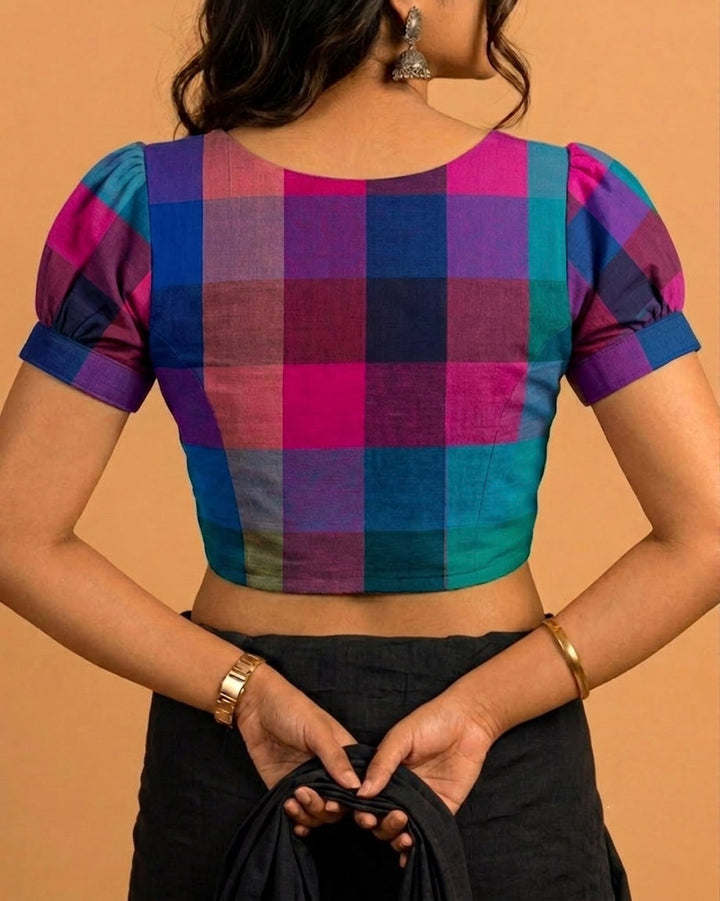 Subtle days V-neck Blouse with Puff Sleeves - Multicolor 4