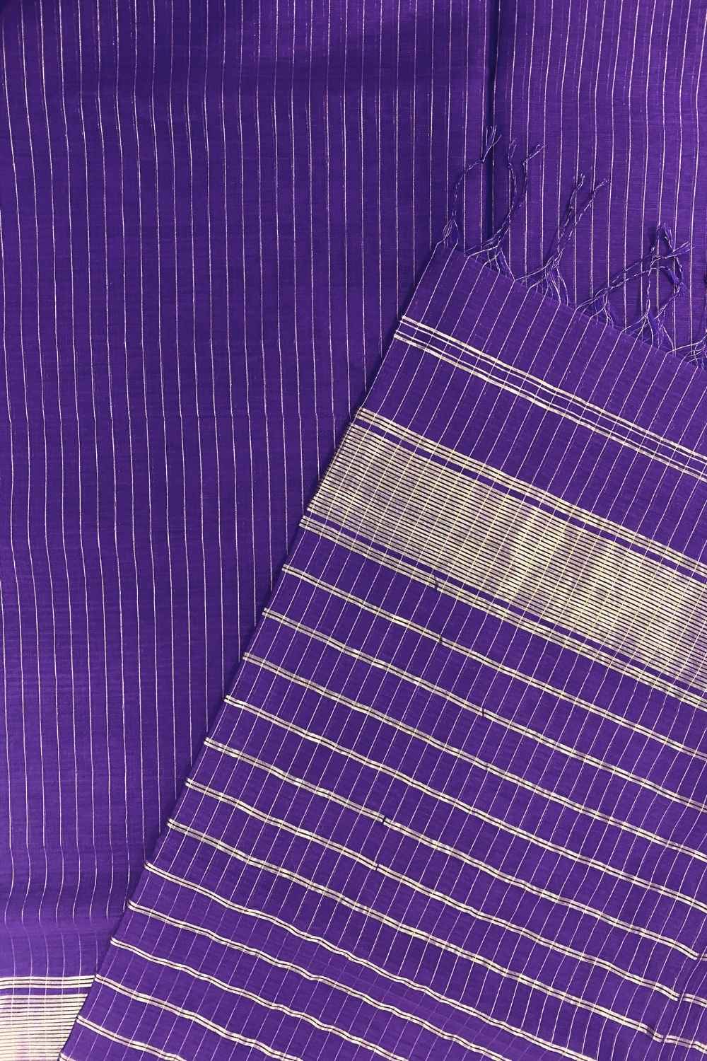 Dark Purple Pure Silk Cotton Maheshwari Saree
