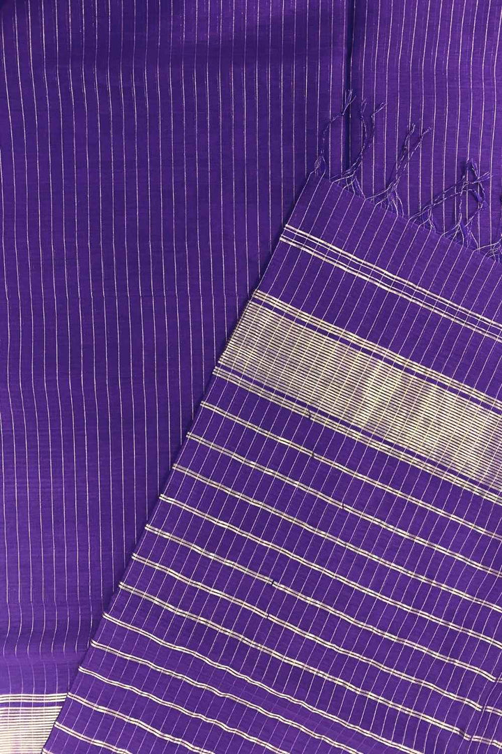 Dark Purple Pure Silk Cotton Maheshwari Saree