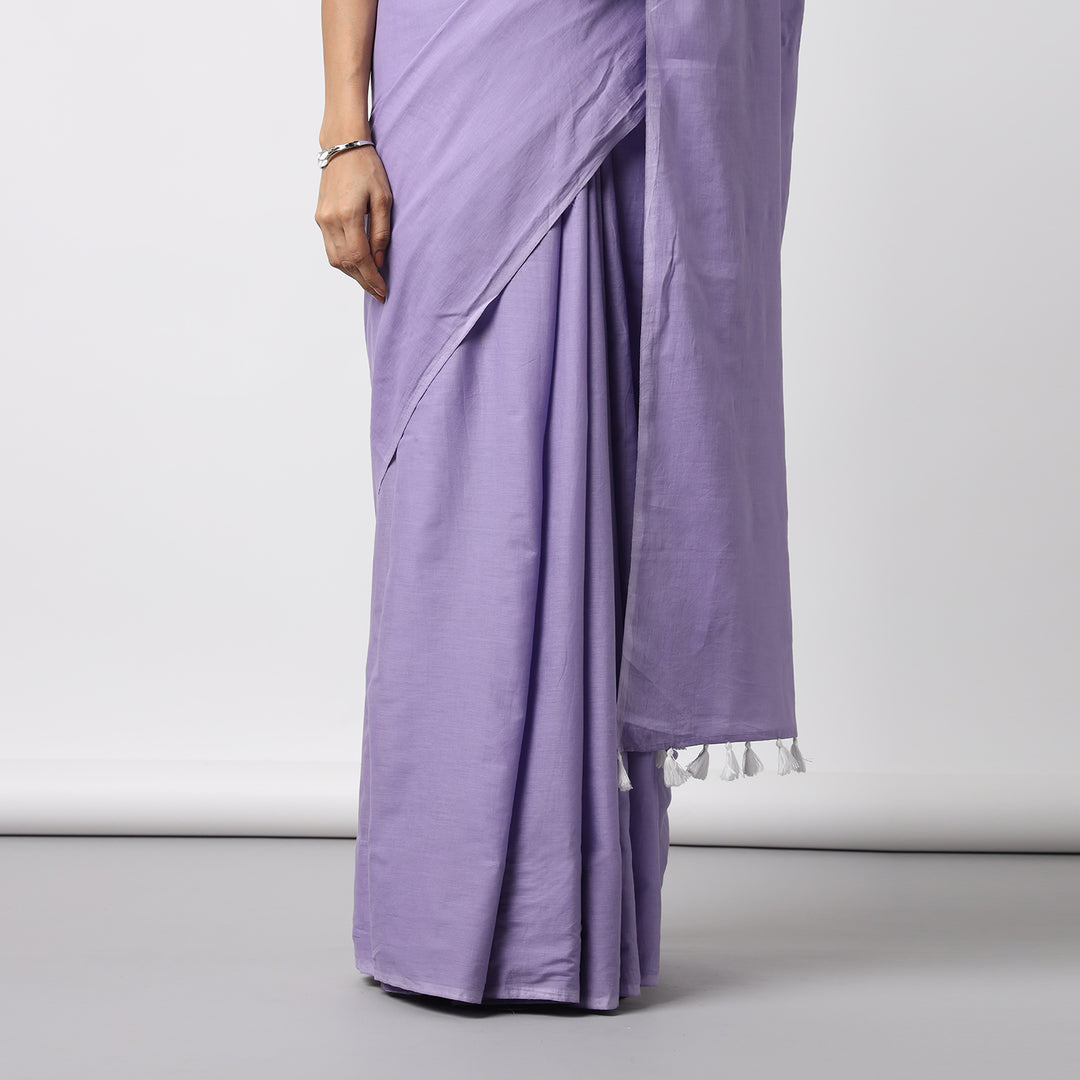 Lost in Lavender - Lavender Mulmul Cotton Saree with Tassels