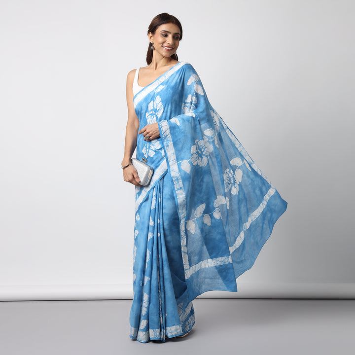 Khwaab Hand Painted Batik Mul Mul Cotton Saree