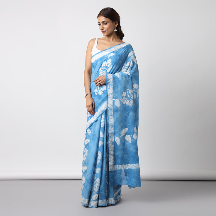 Khwaab Hand Painted Batik Mul Mul Cotton Saree