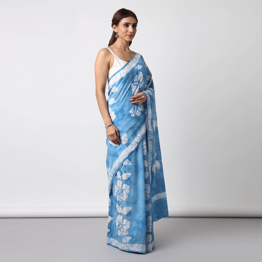 Khwaab Hand Painted Batik Mul Mul Cotton Saree