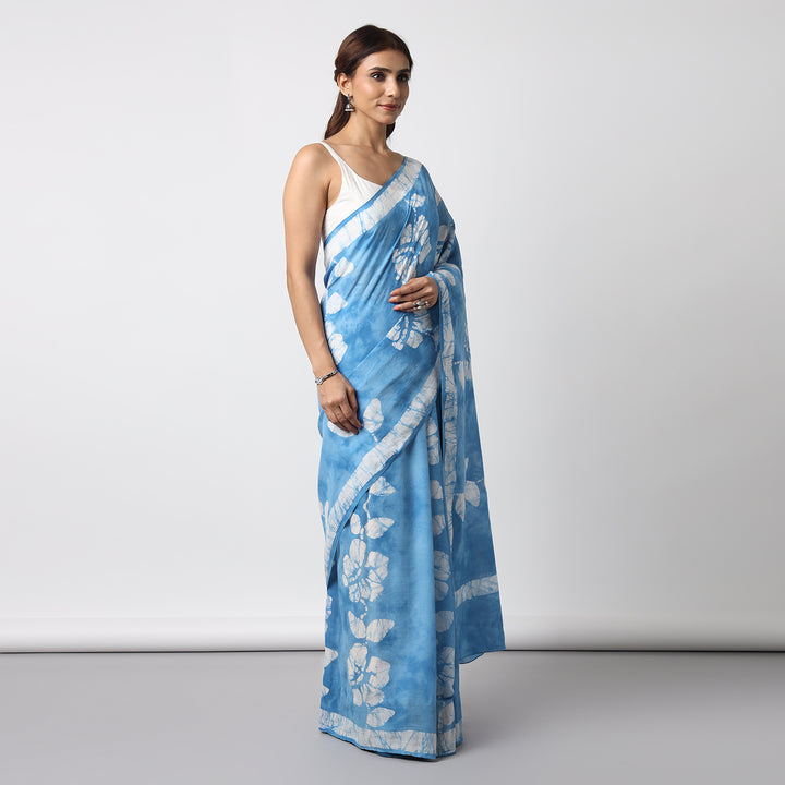 Khwaab Hand Painted Batik Mul Mul Cotton Saree