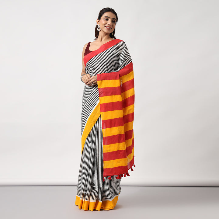 Sharmila Hand Block Print Mul Mul Cotton Saree