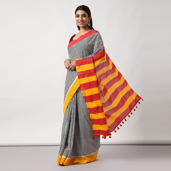 Sharmila Hand Block Print Mul Mul Cotton Saree