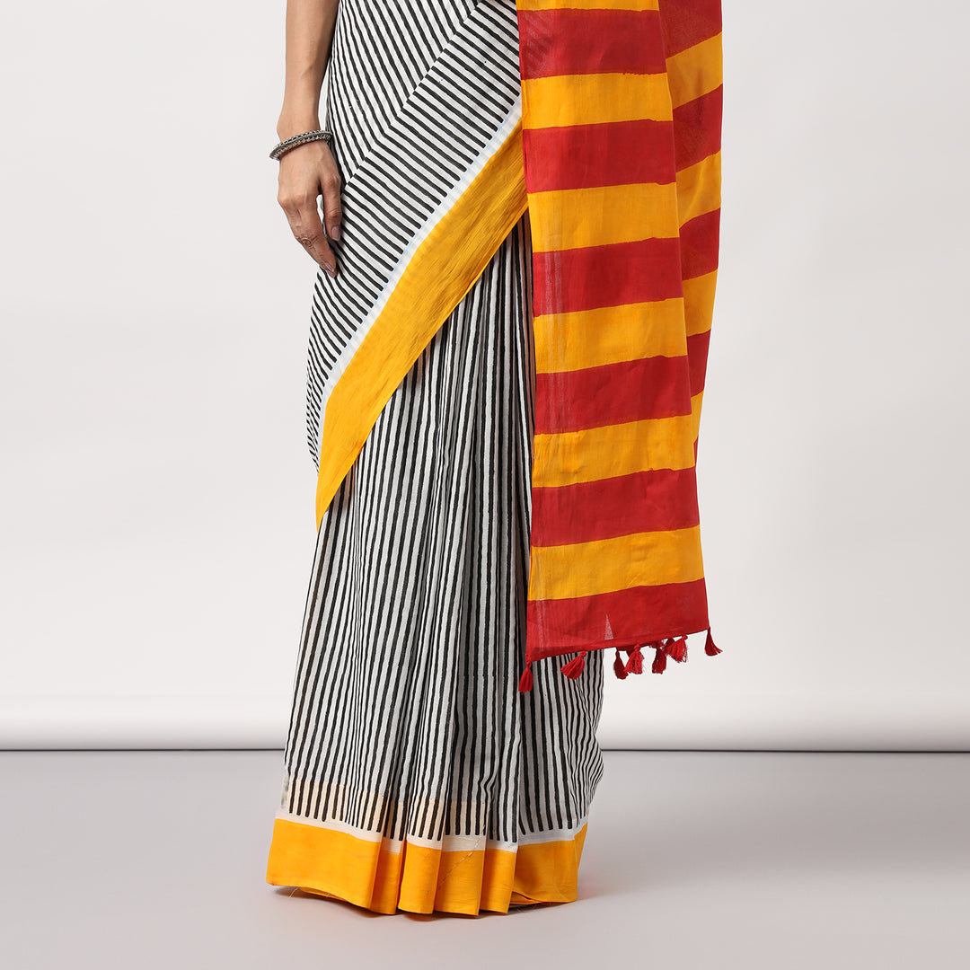 Sharmila Hand Block Print Mul Mul Cotton Saree