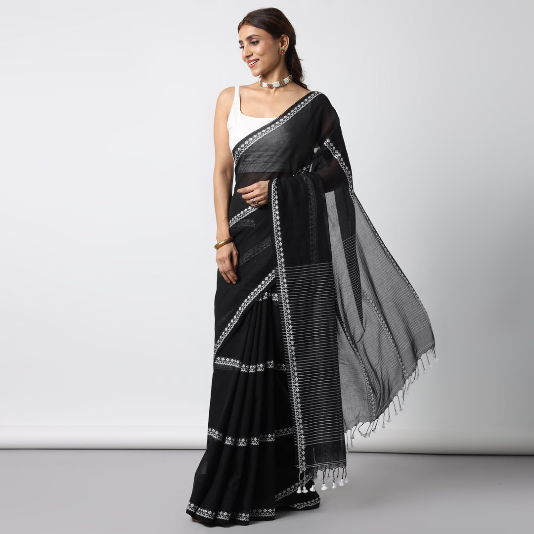 Moonlight Handwoven Mulmul Cotton Saree