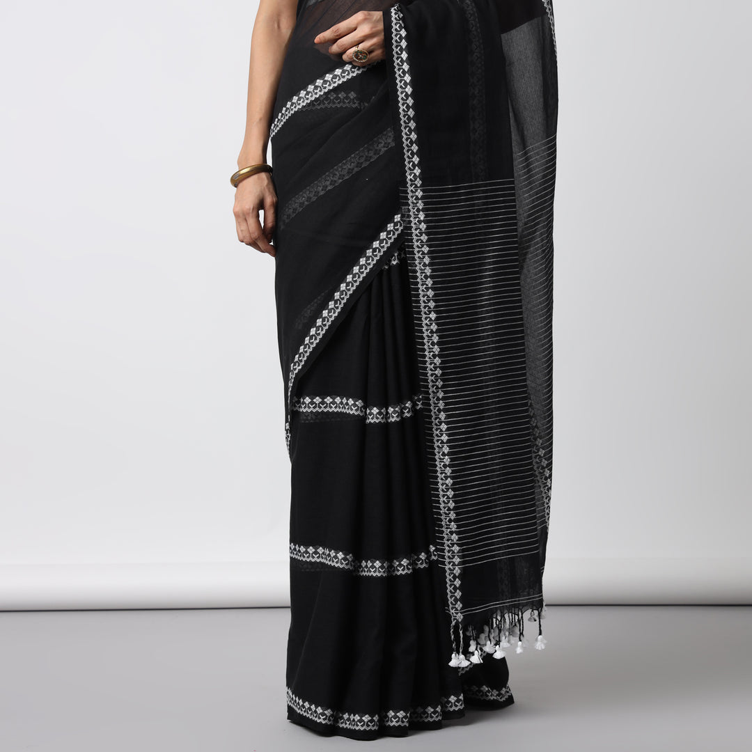 Moonlight Handwoven Mulmul Cotton Saree