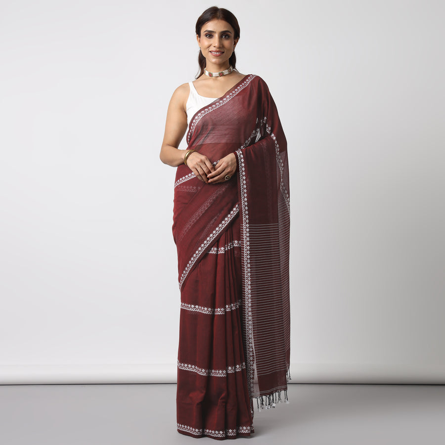 Sangria Handwoven Mulmul Cotton Saree