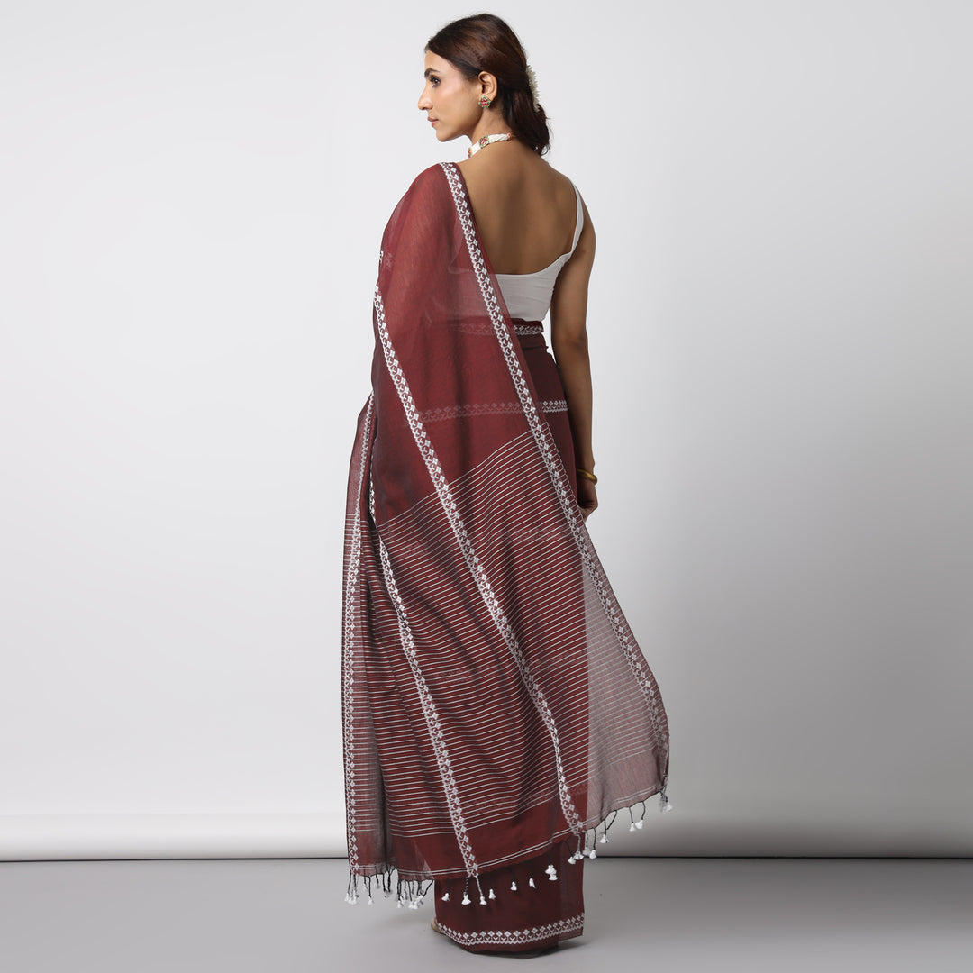 Sangria Handwoven Mulmul Cotton Saree