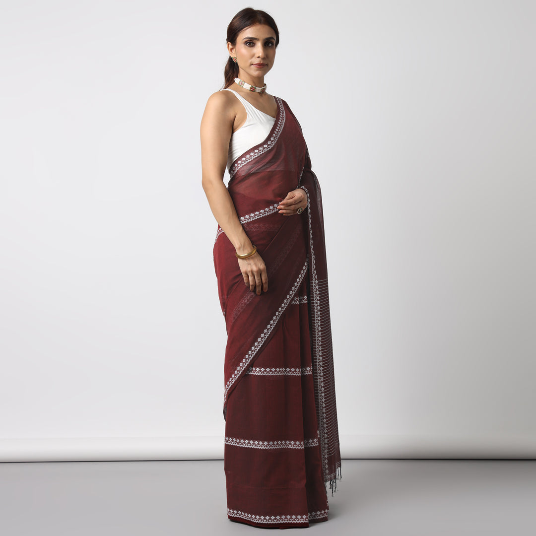 Sangria Handwoven Mulmul Cotton Saree