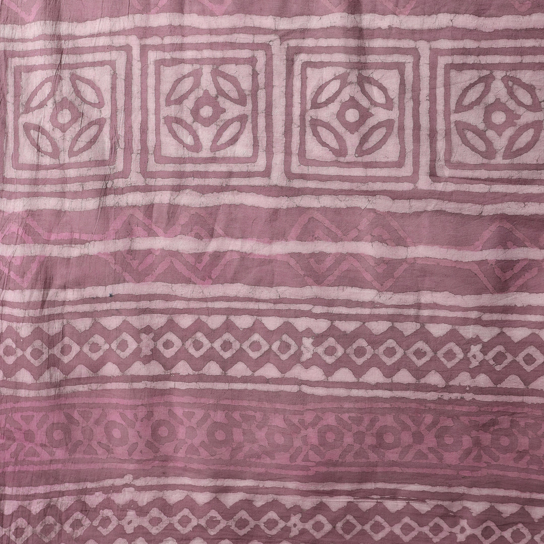 Berry Pink - Dabu Hand Block Print Mulmul Cotton Bagru Saree