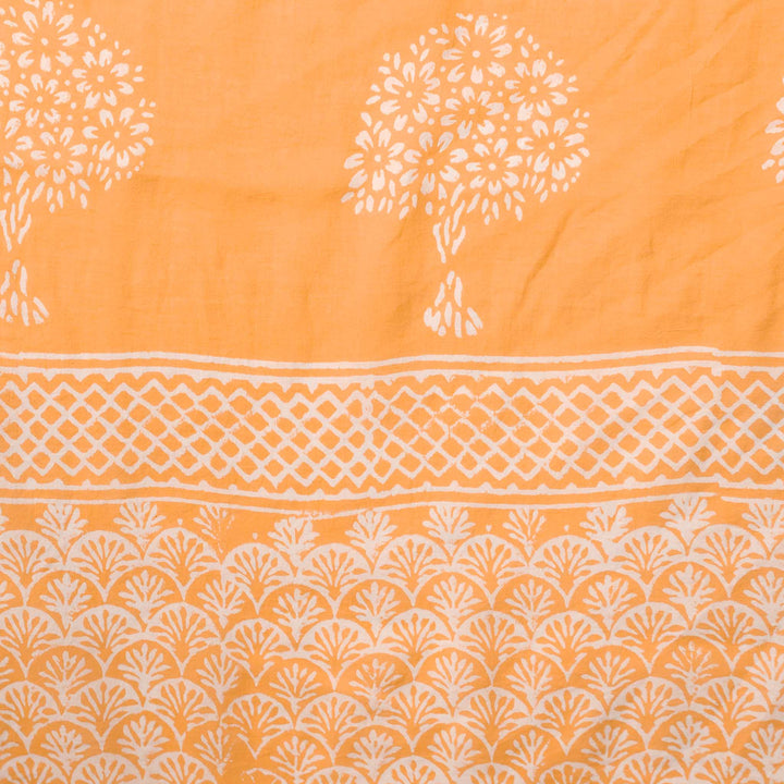 Haldi Yellow - Hand Block Print Mulmul Cotton Pre-stitched Ready to Wear Saree with Pocket