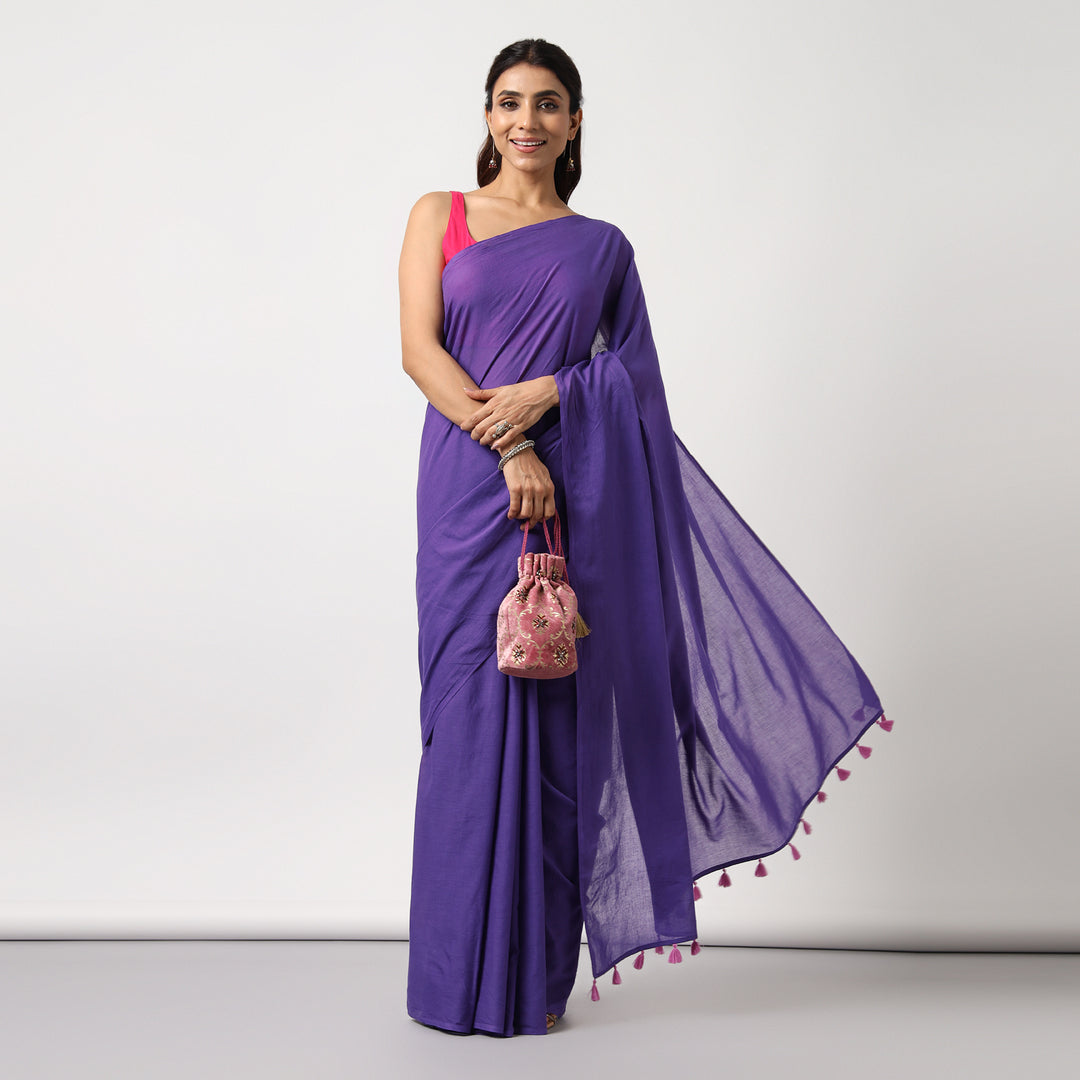 Purple Martini - Hand Dyed Mulmul Cotton Saree