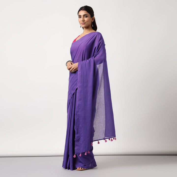 Purple Martini - Hand Dyed Mulmul Cotton Saree