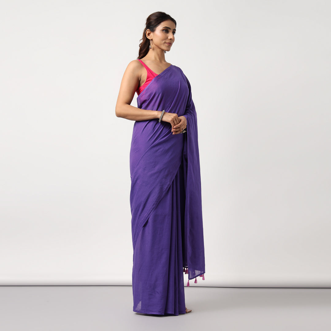 Purple Martini - Hand Dyed Mulmul Cotton Saree