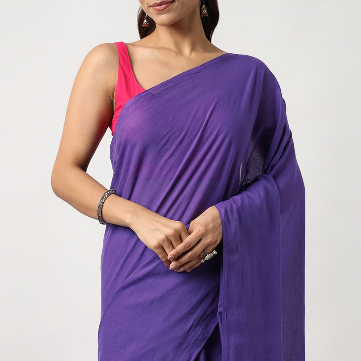 Purple Martini - Hand Dyed Mulmul Cotton Saree