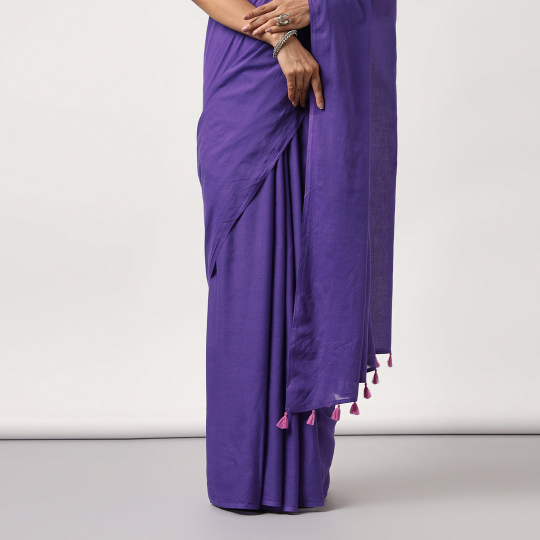 Purple Martini - Hand Dyed Mulmul Cotton Saree