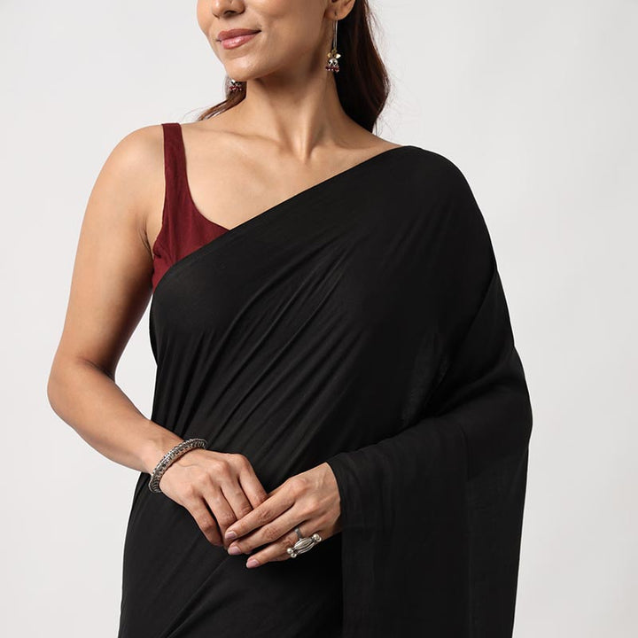 Black Beauty- Hand Dyed Mulmul Cotton Saree