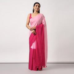 Blush Gradient - Pink Ombre Hand Dyed Mulmul Cotton Saree