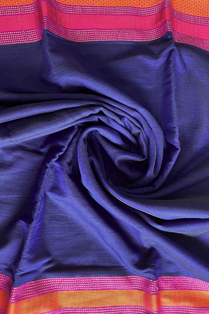 Nayanika - Blue Pure Silk Cotton Maheshwari Saree