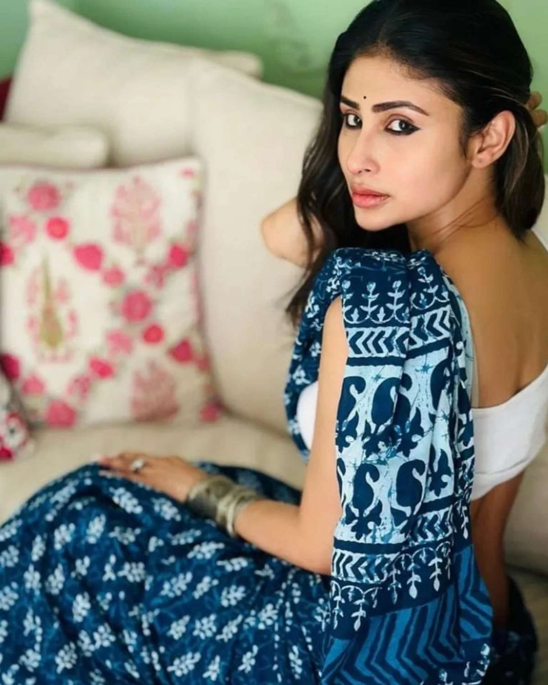 Moora Saree | Indigo Neelam | Hand Block Print Natural Dyed | Mulmul Cotton