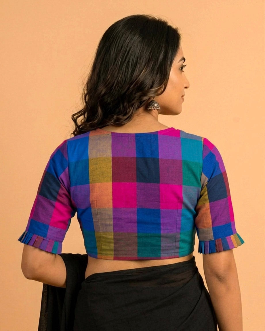 9AM button down blouse with elbow sleeve - Multicolor 4