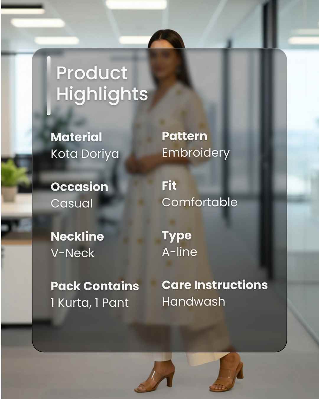 Sunflower Kota Doriya Pant and Kurta Set