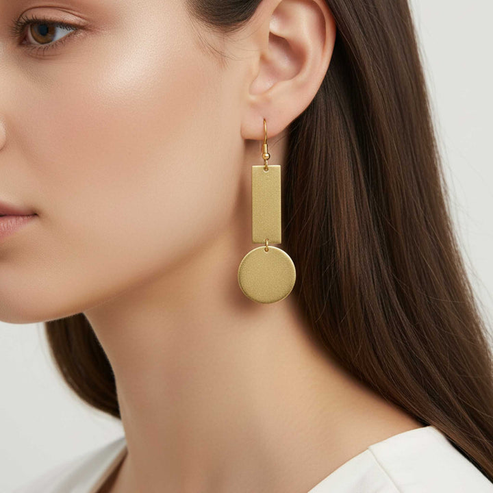 Geometric Drop 18k Gold Plated Earrings