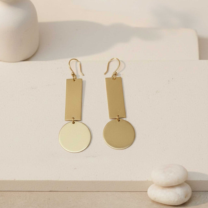 Geometric Drop 18k Gold Plated Earrings