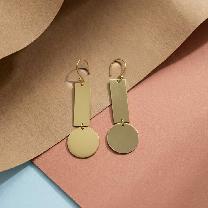 Geometric Drop 18k Gold Plated Earrings