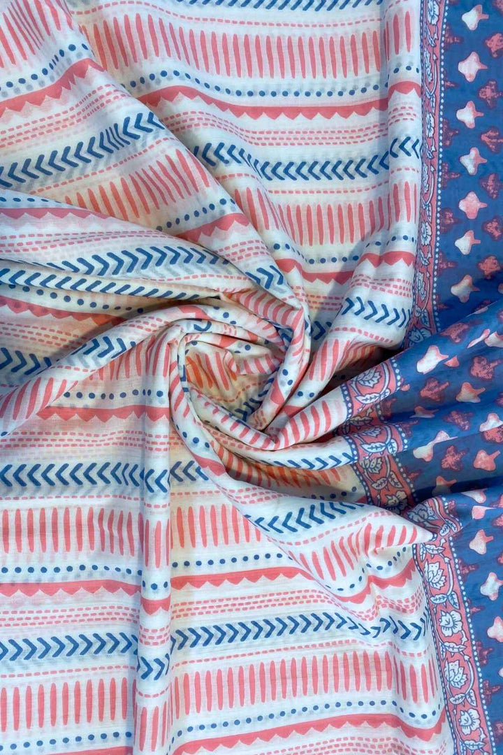 Cotton Skies Printed Mulmul Cotton Saree