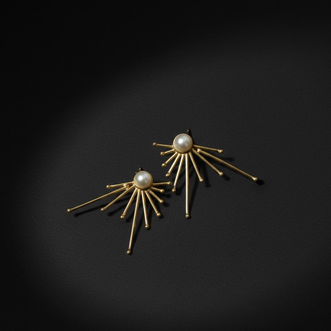 Pearl Ray Studs 18k Gold Plated Earrings