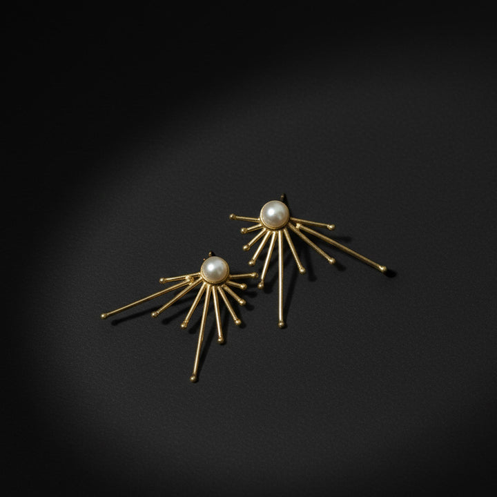 Pearl Ray Studs 18k Gold Plated Earrings