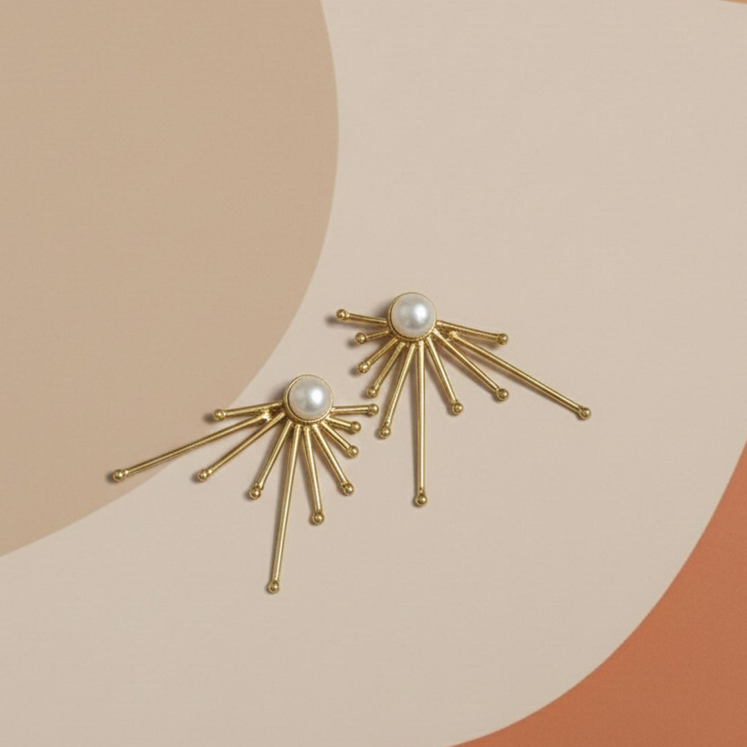 Pearl Ray Studs 18k Gold Plated Earrings