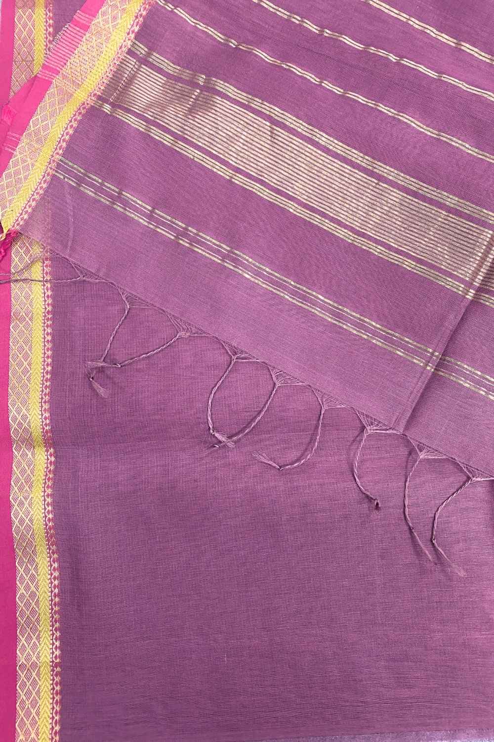 Light purple Pure Silk Cotton Maheshwari Saree