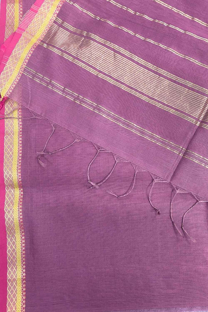 Light purple Pure Silk Cotton Maheshwari Saree