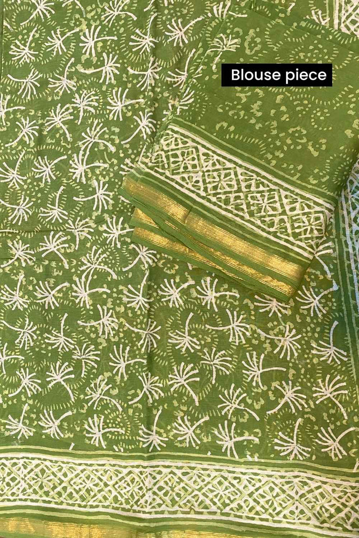 Pallavi Block Printed Saree with Zari border