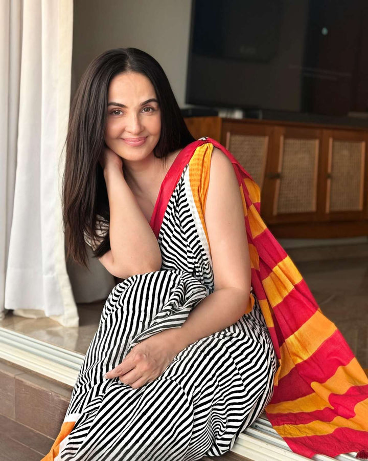 Sharmila Hand Block Print Mul Mul Cotton Saree