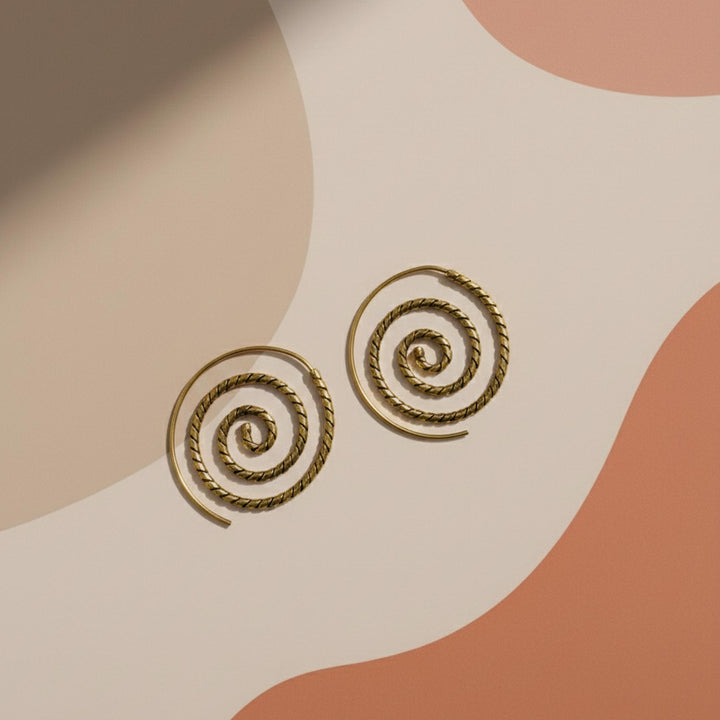 Spiral Stud 24k Gold Plated Earrings