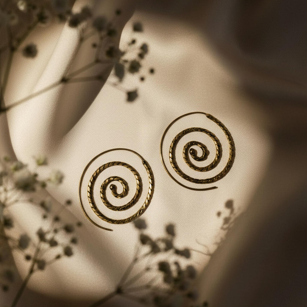 Spiral Stud 24k Gold Plated Earrings