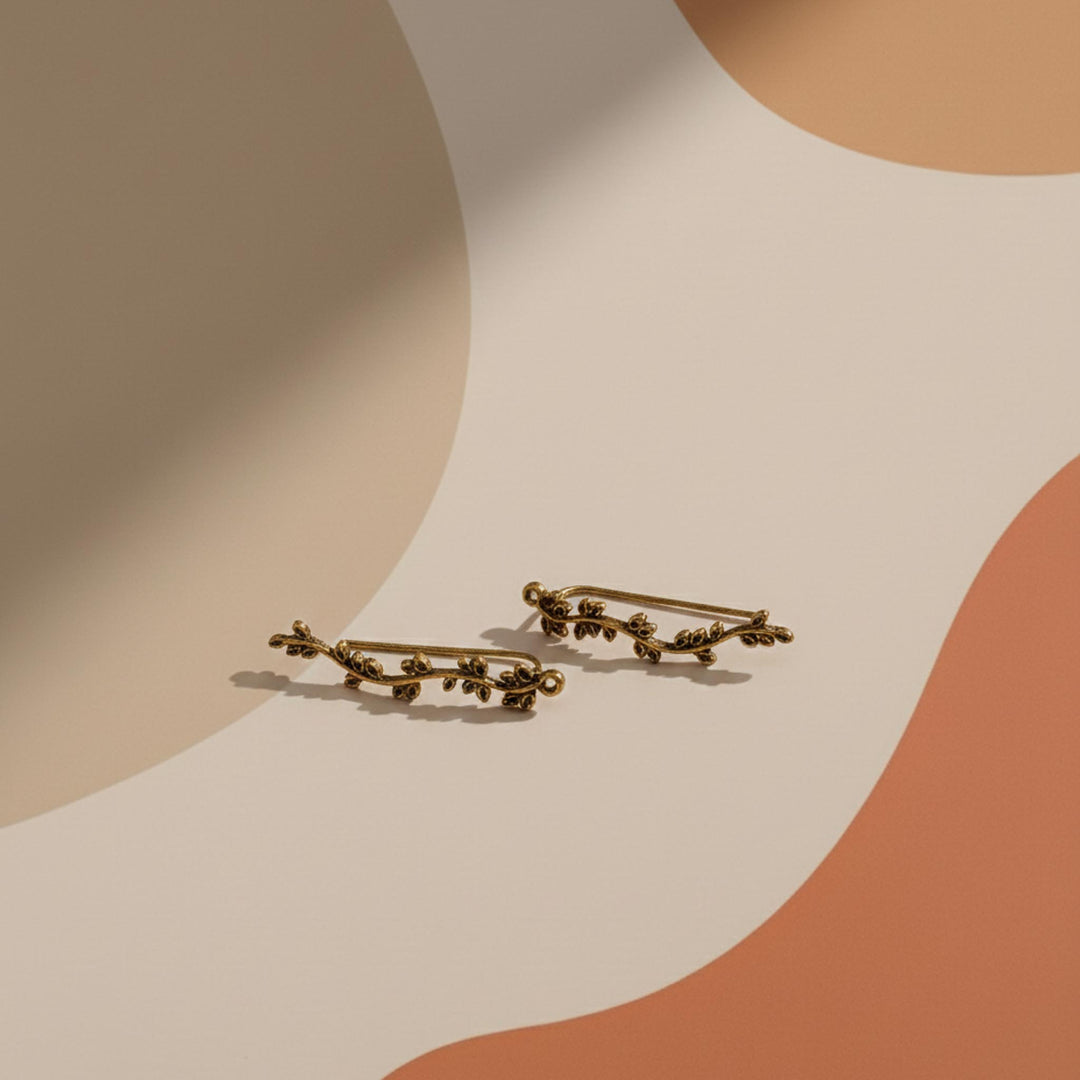 Minimal Leaf 24k Gold Plated Earcuffs