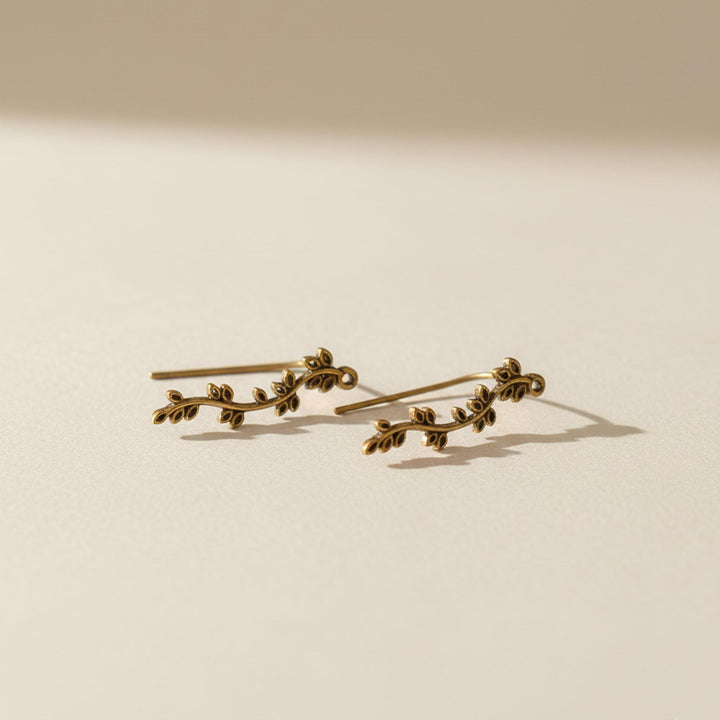 Minimal Leaf 24k Gold Plated Earcuffs