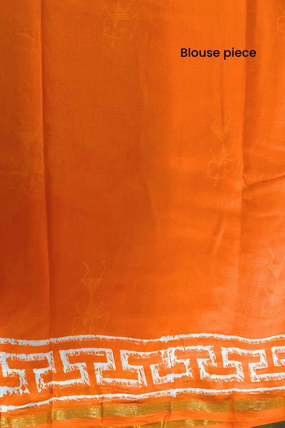 Moora Saree | Orange | Hand Block Printed | Chanderi Cotton Silk