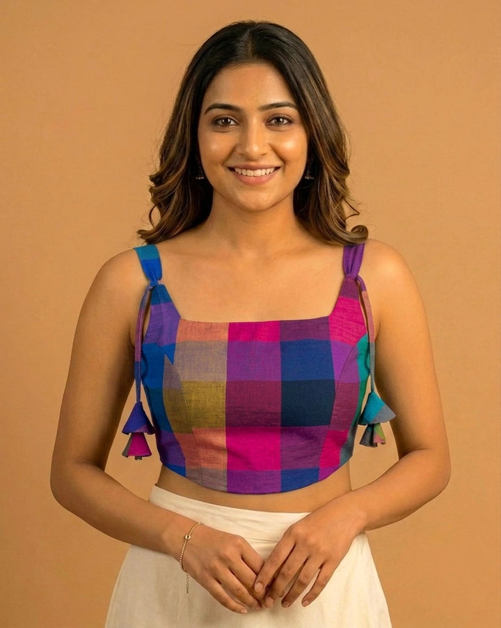 Happy Days Cotton Handloom Corset Blouse in Multicolour 4