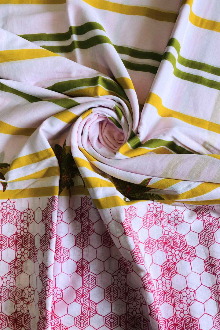 Pink Daydreams Hand Block Print Mulmul Cotton Saree