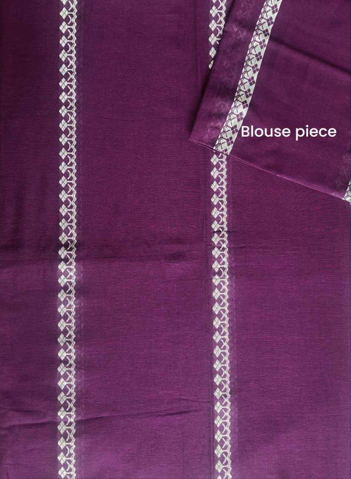 Plum Handwoven Mulmul Cotton Saree